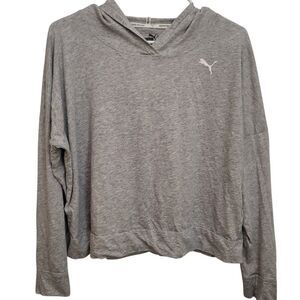 PUMA Gray Lightweight Cropped Pullover Hoodie